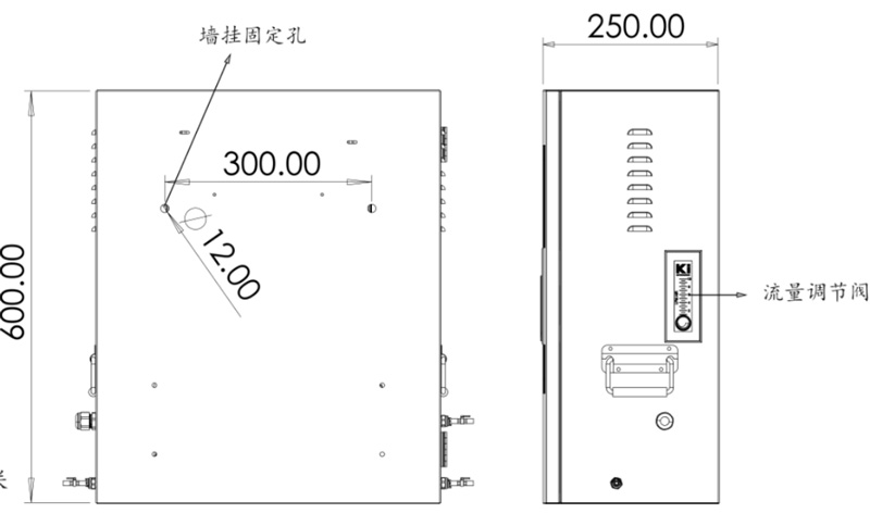 浊度在线检测仪侧视图